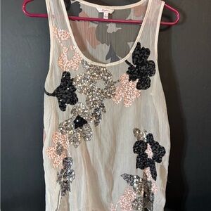Chic Women's Floral Sequin Tank Top